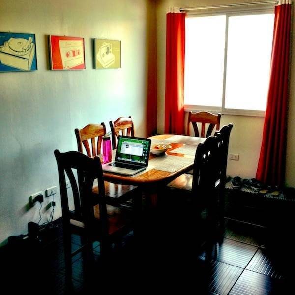 Table in a dining room.