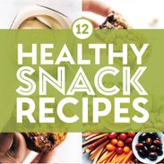 Healthy snack recipes in a collage.