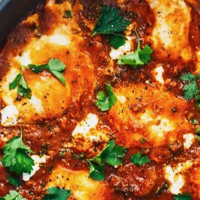 Spicy Eggs and Potatoes in a pot.