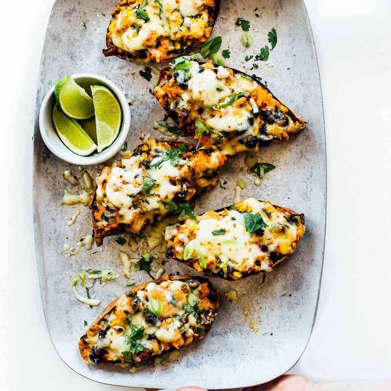 Mexican sweet potato skins on a plate.
